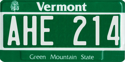 VT license plate AHE214
