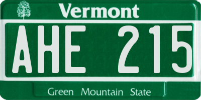 VT license plate AHE215