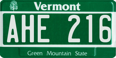 VT license plate AHE216