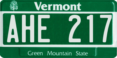 VT license plate AHE217