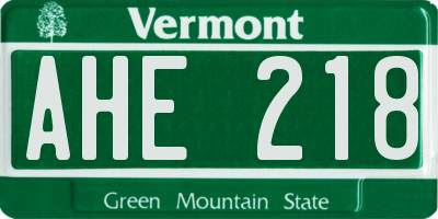 VT license plate AHE218