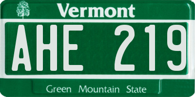 VT license plate AHE219