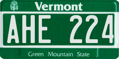 VT license plate AHE224