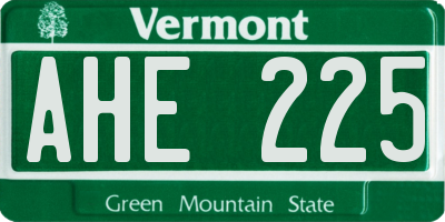 VT license plate AHE225