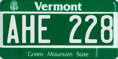 VT license plate AHE228