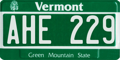 VT license plate AHE229