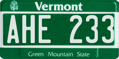VT license plate AHE233