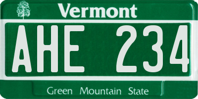 VT license plate AHE234