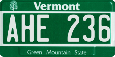 VT license plate AHE236