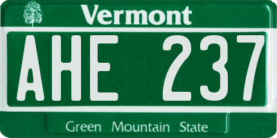 VT license plate AHE237