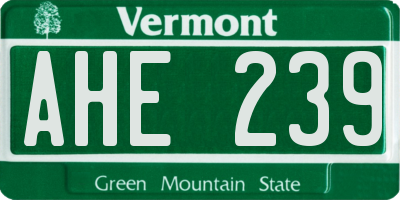 VT license plate AHE239