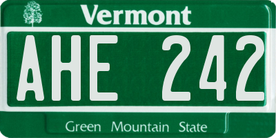 VT license plate AHE242