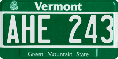 VT license plate AHE243