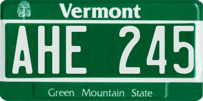 VT license plate AHE245