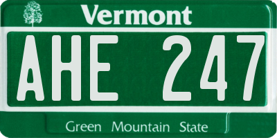 VT license plate AHE247
