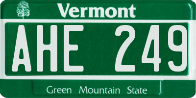 VT license plate AHE249