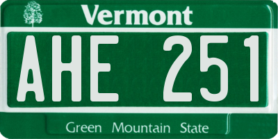 VT license plate AHE251