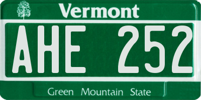 VT license plate AHE252