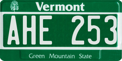VT license plate AHE253