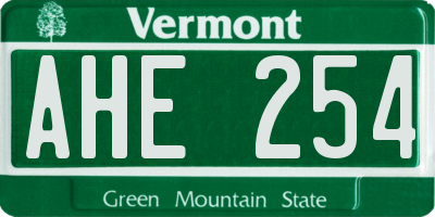 VT license plate AHE254