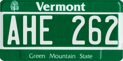 VT license plate AHE262