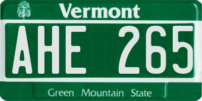 VT license plate AHE265