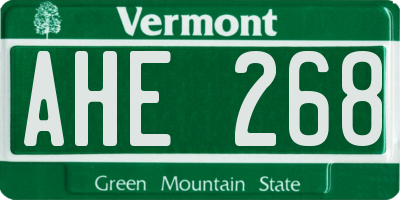 VT license plate AHE268