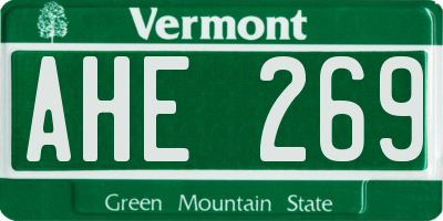VT license plate AHE269