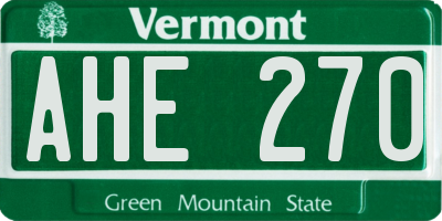 VT license plate AHE270