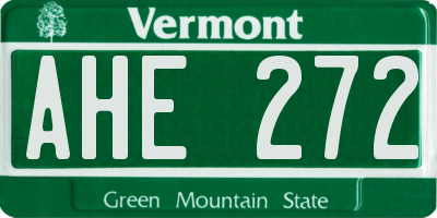 VT license plate AHE272