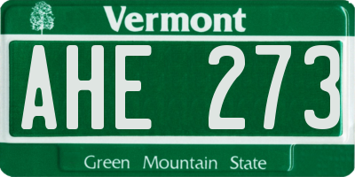 VT license plate AHE273