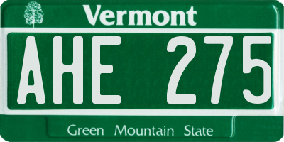 VT license plate AHE275