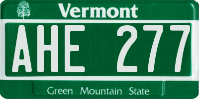 VT license plate AHE277