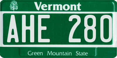 VT license plate AHE280