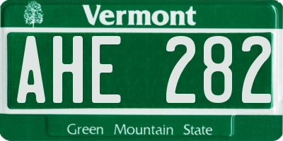 VT license plate AHE282