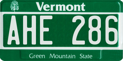 VT license plate AHE286