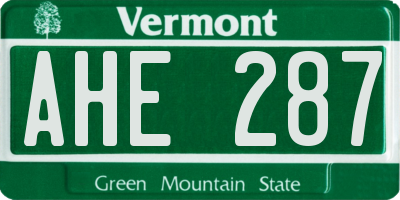 VT license plate AHE287