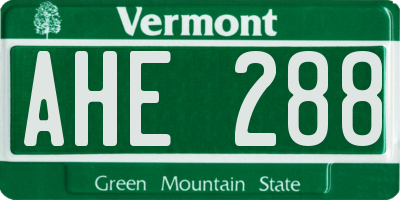 VT license plate AHE288