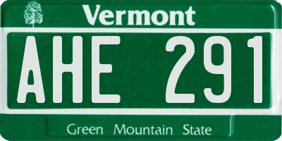 VT license plate AHE291