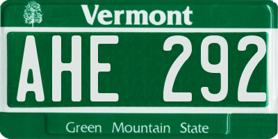 VT license plate AHE292