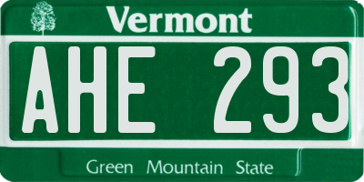 VT license plate AHE293