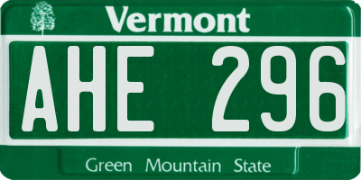 VT license plate AHE296