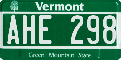 VT license plate AHE298
