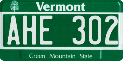 VT license plate AHE302