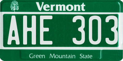 VT license plate AHE303