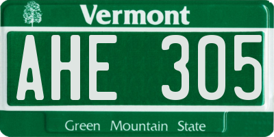 VT license plate AHE305