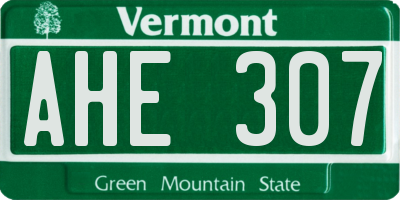 VT license plate AHE307