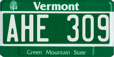 VT license plate AHE309