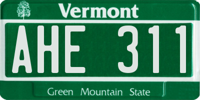 VT license plate AHE311