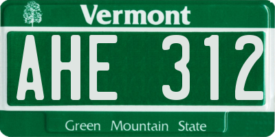 VT license plate AHE312